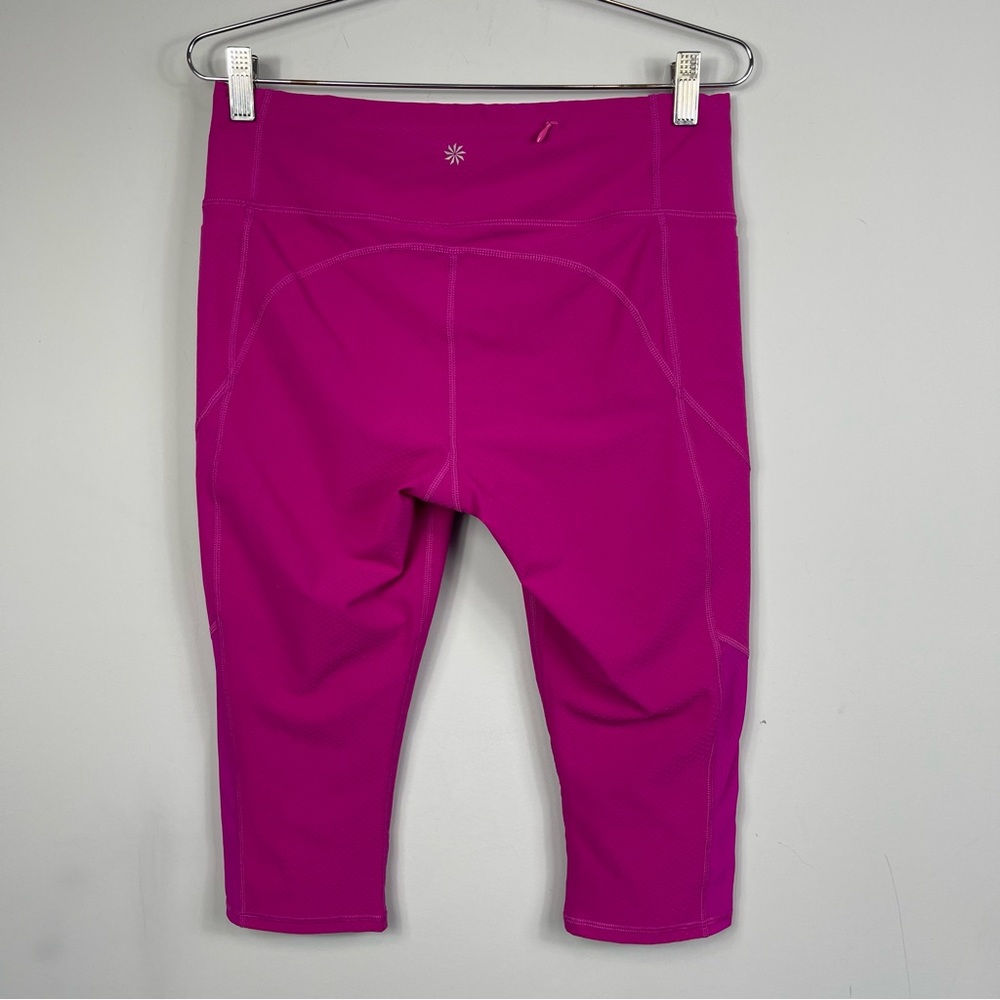 Athleta Dobby Be Free Knicker Crop Capri Leggings Magenta Pink Pants 446613 M - Picture 6 of 16